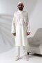 Men's Hajj and Umrah Outfit Two-Piece Top and Bottom Afghan Suit Cream