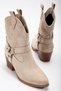 Women's Nude Suede Thermo Sole Pointed Toe Western Cowboy Boots - 3