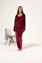 Women's Winter 3 Piece Velour Pajama Set with Robe - 5