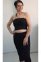 Black Combed Viscose Crop Strapless Badi Athlete T-Shirt