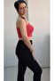 Red Combed Cotton Viscose Crop Strapless Badi Athlete T-Shirt - 6