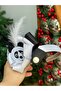 Luxury Design - Feather and Cute Movable Panda Crown, Black and White with Satén Bow - 2