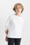 Boy's Crew Neck Basic Plain White Long Sleeve School T-Shirt K1686A624Au - 4