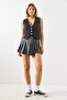 Women's Black and White Striped Knitted Vest 60251802 - 5