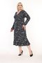 Women's Plus Size Printed Double-Breasted Long Sleeve Skirt with Ruffles Seasonal Dress - 7