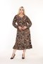 Women's Plus Size Printed Double-Breasted Long Sleeve Skirt with Ruffles Seasonal Dress - 6