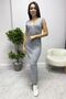 Women's Gray White Striped Dress Sweater Double Suit - 3