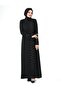 Black One-Piece Zippered Tie-Up Stone Detailed Hijab Ferace 24209 - 2