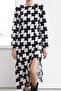 Limited Edition Siyah Geometrik Desenli Düz Kesim Midi Dokuma Elbise TWOAW25EL00290 - 2