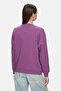 Sunniva Purple Crew Neck Embroidered Loose Fit Women's Sweatshirt - 4