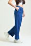 Women's Indigo Elastic Waist Palazzo Trousers - 5