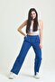 Women's Indigo Elastic Waist Palazzo Trousers - 2