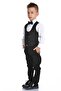 Sport Cut Boy's Wedding Suit with Vest Dark Black - 3