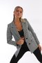 Women's Black and White Houndstooth Patterned Blazer Jacket - 2