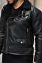 Men's Napa Leather Cross Zipper Slim Fit Coat & Jacket with Full Fur Inside - 5