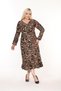 Women's Plus Size Printed Double-Breasted Long Sleeve Skirt with Ruffles Seasonal Dress - 4