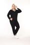 Women's Plus Size Two Yarn Fabric V-Neck Striped Suit - 2