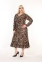 Women's Plus Size Printed Double-Breasted Long Sleeve Skirt with Ruffles Seasonal Dress - 9