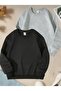 Grey and Black 2-Piece Plain Crew Neck Sweatshirt