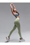 Knitted Fabric Recovery High Waist Trophy Leggings Khaki Green - 3