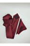 Burgundy Satin Handmade Tie & Handkerchief - 4