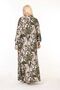 Standard Size Women's Tie Collar Long Sleeve Patterned Viscose Combed Cotton Dress Suitable for Hijab - 4