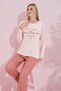 Salmon Multicolored Cotton Knitted Pajamas Set 24240182