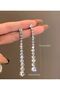 Silver Color Long Stylish Party Engagement Henna Wedding Wedding Evening Dress Earrings with Stones - 4
