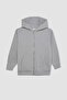 Boy's Basic Gray Hooded School Cardigan with Zipper Pockets T7468A624Au - 7
