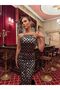 Women's Silver Imported Sequin Fabric Lined Special Design Dress with Feather Detail and Back Slit - 4