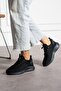 Black Unisex Washable Comfortable Breathable Odorless Knit Sneakers Sneakers 015