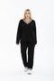 Women's Plus Size Two Yarn Fabric V-Neck Striped Suit