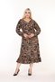 Women's Plus Size Printed Double-Breasted Long Sleeve Skirt with Ruffles Seasonal Dress - 3