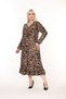 Women's Plus Size Printed Double-Breasted Long Sleeve Skirt with Ruffles Seasonal Dress - 7