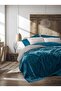 Petrol Color Oyster Blanket Single Duvet Cover Set