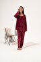 Women's Winter 3 Piece Velour Pajama Set with Robe - 4