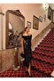 Black Sequined and Rose Detailed Special Design Dress - Lined - 5