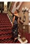 Women's Silver Sequin Fabric Lined Special Design Dress with Rose and Slit Details - 5