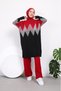 Women's - Modest Patterned Glittery Knitwear Tunic with Side Slits - 4