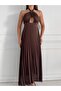 Pleated Long Dress with Window Detail - 5