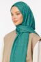 Mint Green Wave Pattern Silky Jacquard Shawl - 4
