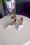 Silver Satin Ankle Strap 2.5 cm Heeled Classic Ballerina Women's Shoes with Double Waterway Stones - 3