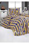 Sari-Dark Blue Single Size 120X200 Fitted Sheet Bedding Set, 155X215 Duvet Cover - 4