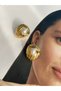 Pair of Pearl Shield Steel Overlay Stainless Steel Women's Earrings