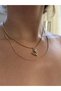 Pearl Detailed Heart Gold Color 2-Piece Necklace
