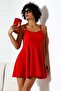 Red Double Strap Flared Dress - 4