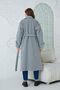 Women's Double Breasted Jacket Lapel Belted Long Sleeve Off Shoulder Lined Midi Length Gray Coat 9002 - 3