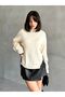 Women's Oversized Knit Sweater with Embroidered Edges and Slits - 2