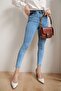 High Waist Lycra Ice Blue 90S Slim Fit Jeans - Snow Wash - 2