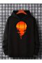 Unisex Sunset Printed Oversize Winter 3 Thread 100% Cotton Hooded Sweatshirt Hoodie